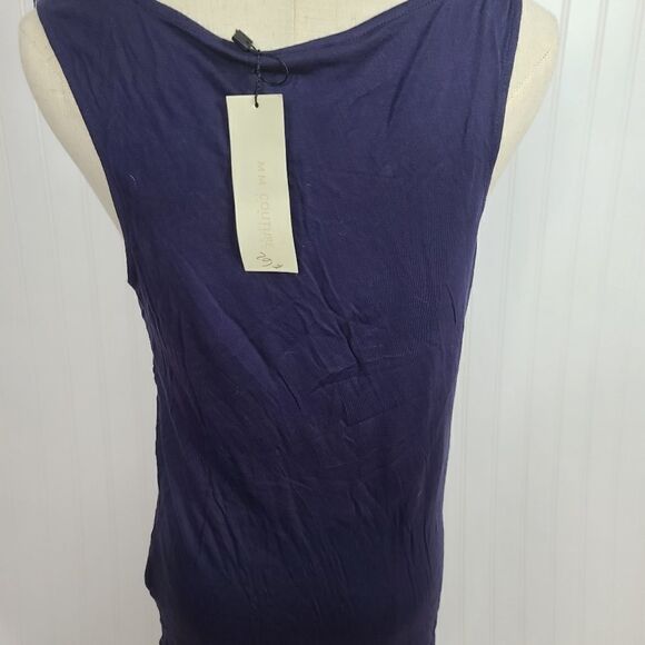 Miss Me M M Couture Blue Sleeveless Ruffled front Jersey Knit Stretch Blouse NWT - Picture 3 of 9